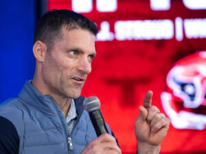 Houston Texans selected quarterback C.J. Stroud with the #2 pick in the 2023 NFL Draft and traded up to #3 to draft defensive end Will Anderson Jr., and introduced them to Houston media at NRG Stadium