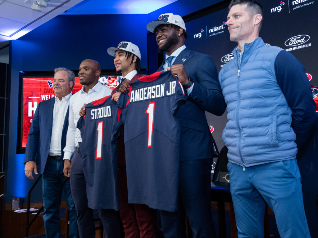 New Houston Texans C.J. Stroud and Will Anderson Jr. have certainly been getting a warm welcome. (Photo by F. Carter Smith)
