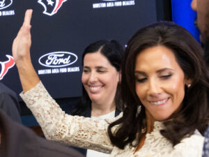 Houston Texans selected quarterback C.J. Stroud with the #2 pick in the 2023 NFL Draft and traded up to #3 to draft defensive end Will Anderson Jr., and introduced them to Houston media at NRG Stadium