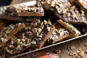 Wildtoad – Simply delicious toffee with a coating of dark chocolate and chopped pecans for the win.