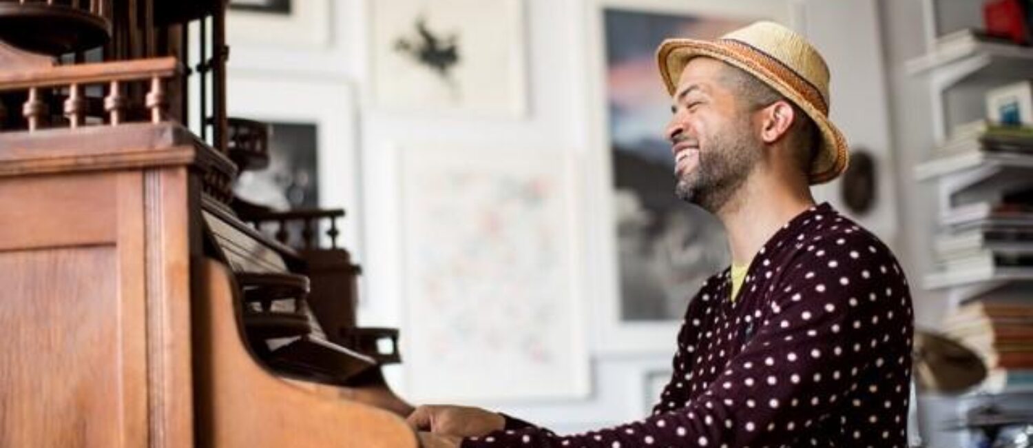Houston native Jason Moran, a composer and pianist who currently resides in New York City, created several Gampi paper works which are currently on view alongside works by the late experimental music composer John Cage at Houston’s Josh Pazda Hiram Butler Gallery. (Photo courtesy Jason Moran)