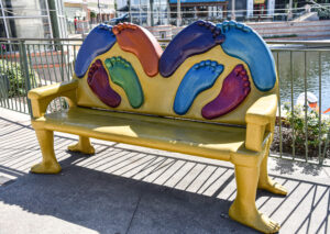 Residents and visitors alike can see the depth and variety of public art The Woodlands has to offer which includes art benches. (Photo by Jessica T. Payne)