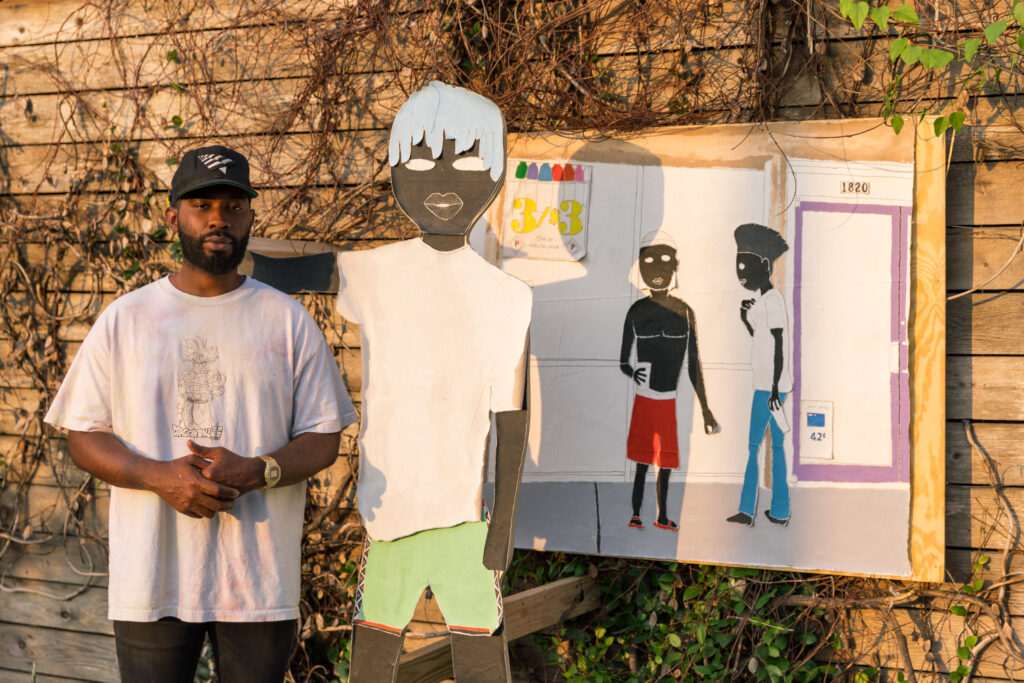 "WE OUTSIDE WIDDIT" by Tyler Deauvea at Art League Houston (Photo by Alex Barber, Courtesy of Art League Houston)