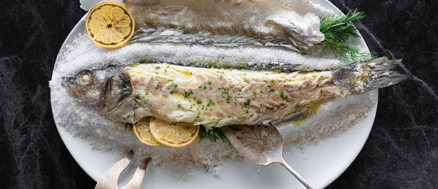 A salt-crusted branzino served at the new Italian restaurant Bari Ristorante. (Photo by Debora Smail)