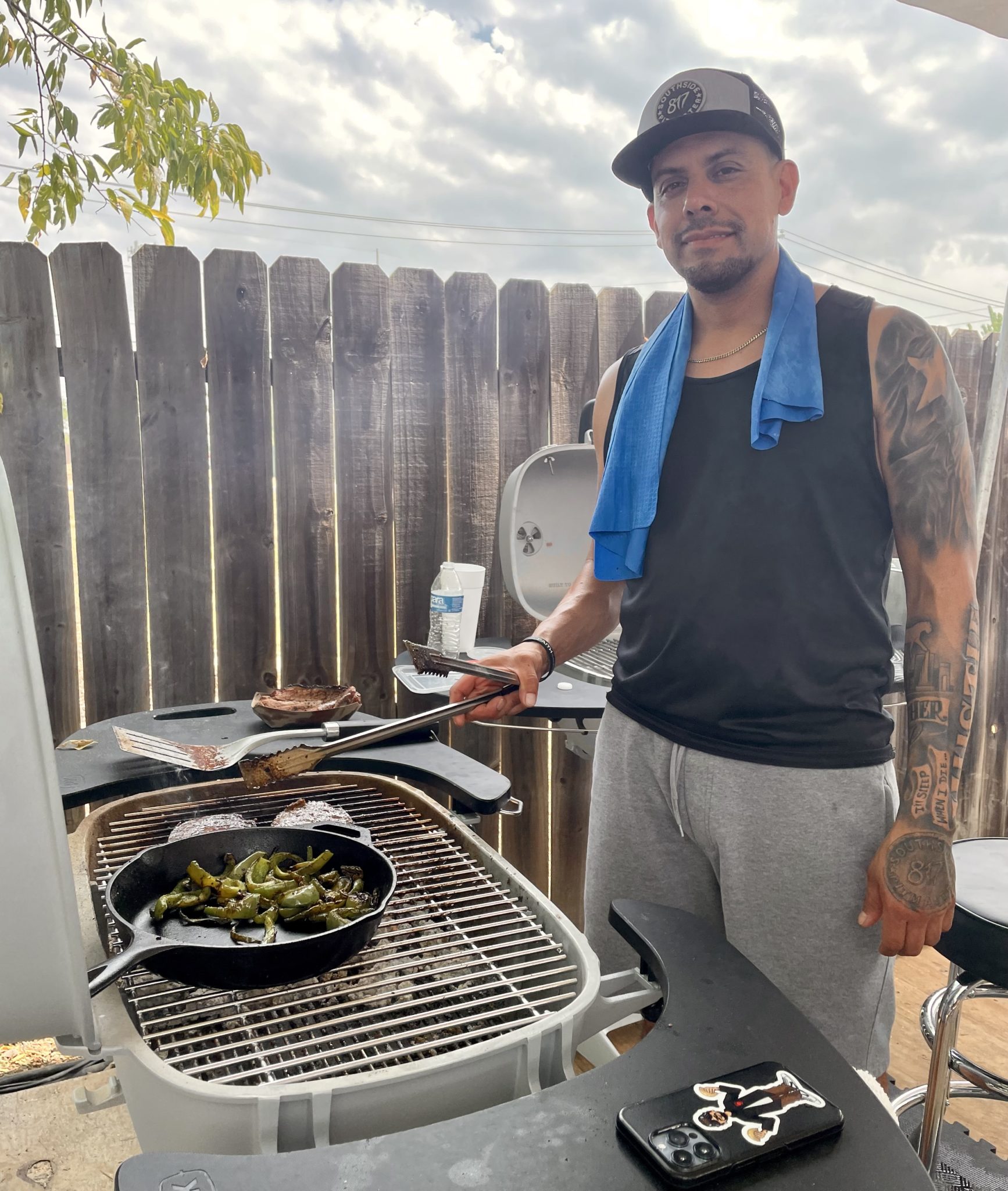 BBQ – Ernest Morales reps the 817 on his hand and his hat as he and Chris Magallanes brought home a Guiness Book World Record last year. (Photo by Courtney Dabney)