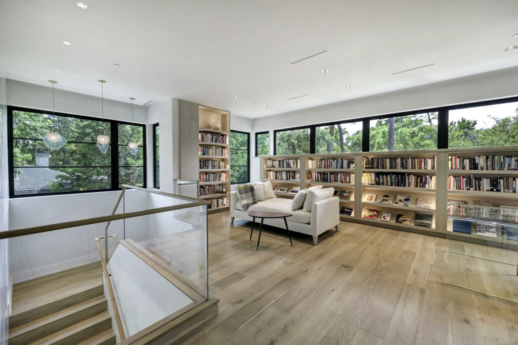 The second floor library at 410 Coachman Street in Bunker Hill (Photo by TK Images)