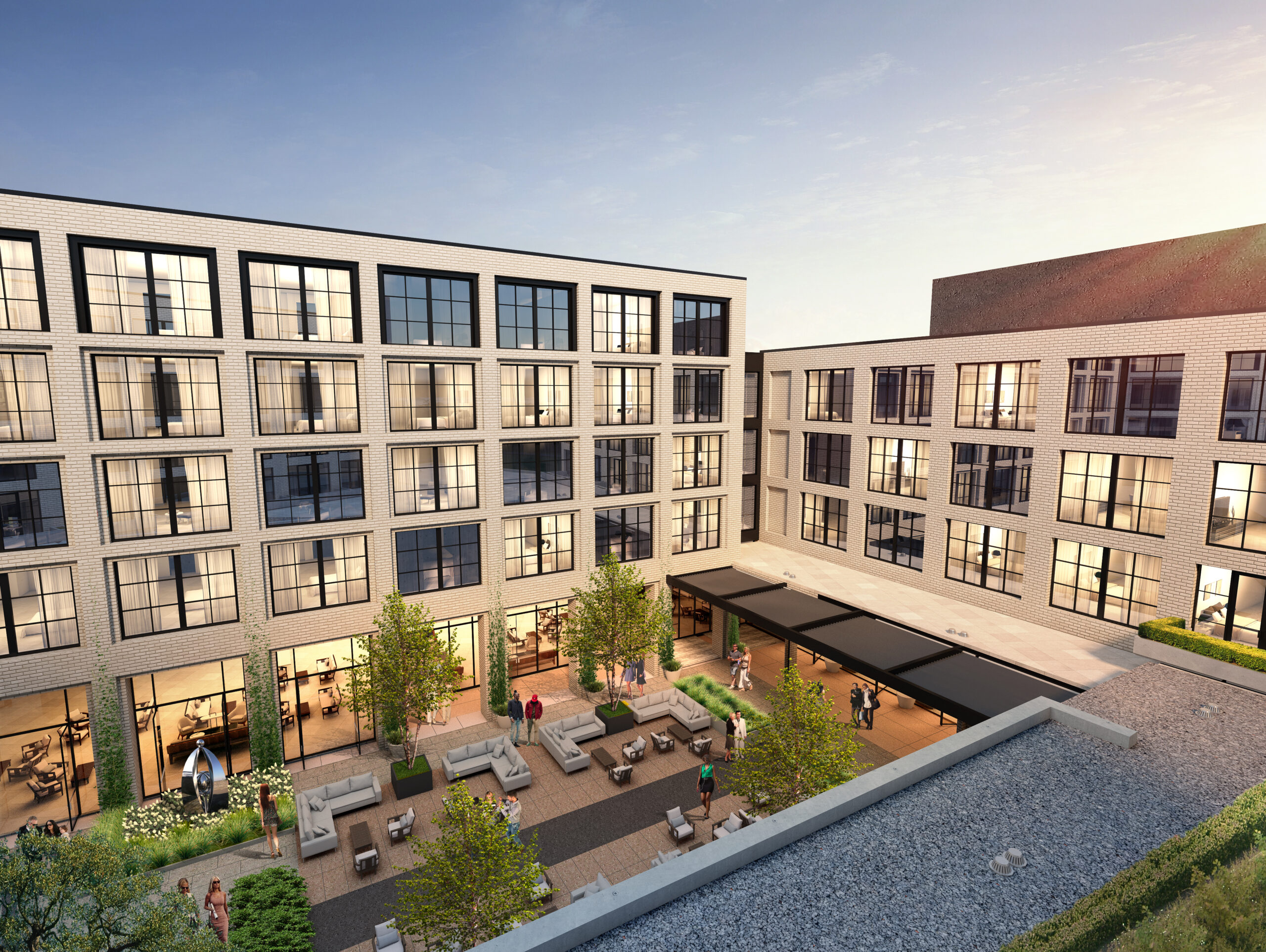 The Crescent Hotel's inner courtyard will be a focal point in the cultural district of Fort Worth.