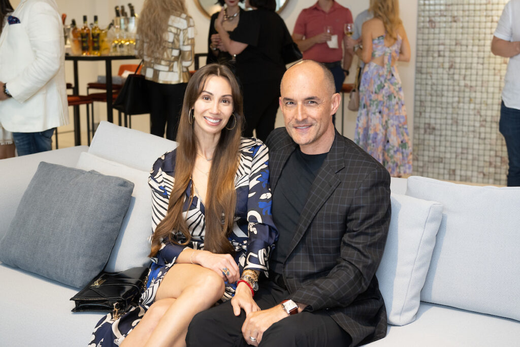 April & Dr. Jorge Salazar at the BeDESIGN fête introducing Sorellina Rooftop and Frerejean Frères champagne.