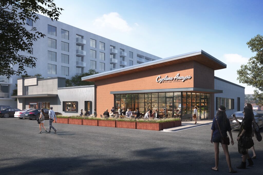 A look at the exterior of the new Cyclone Anaya's flagship at 3736 Westheimer Road, due to debut later this fall. (Rendering Courtesy of Gin Design) 