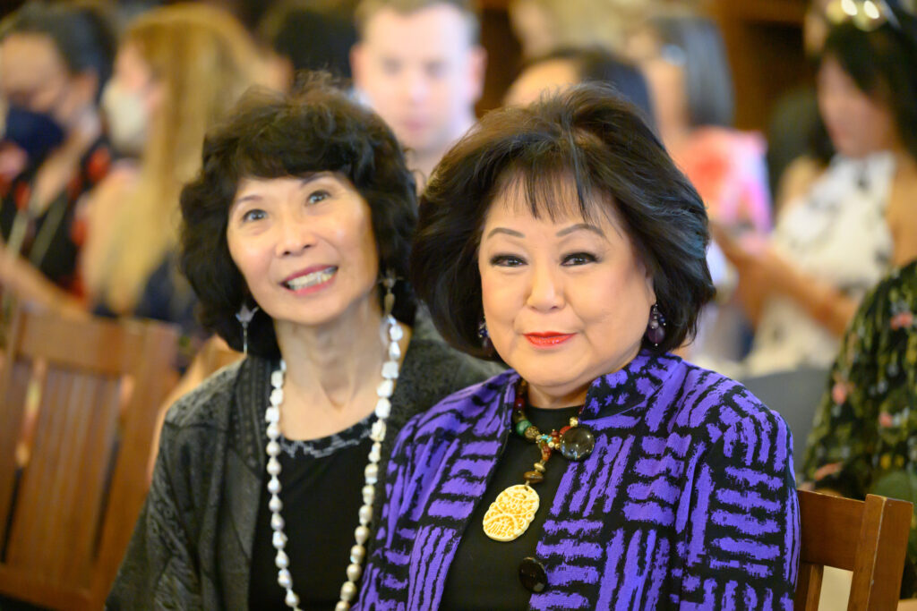 Linda Toyota, Peggy Lum at the Ascend AAPI Spring Fashion Show (Photo by Ken Jones)