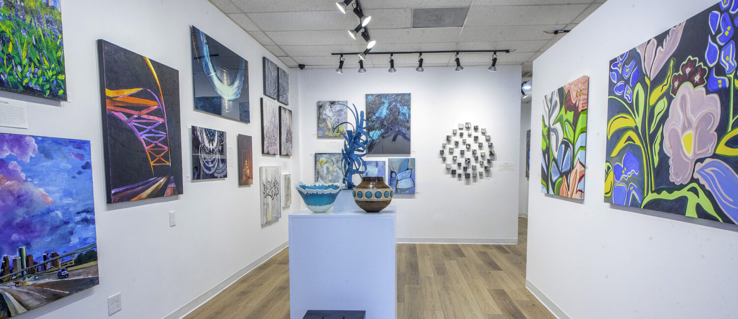The gallery space at Ardest has a center space (right) for a monthly rotating exhibit.