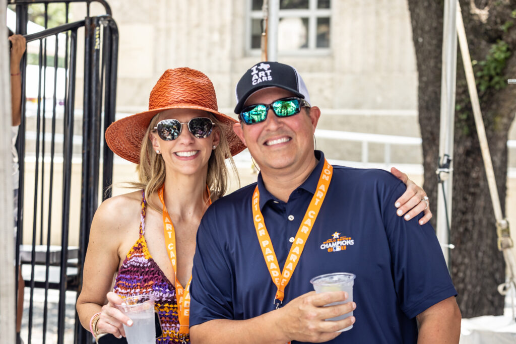 Katherine & Chris Gillman at the Orange Show Art Car Parade  (Photo by Emily Jaschke)