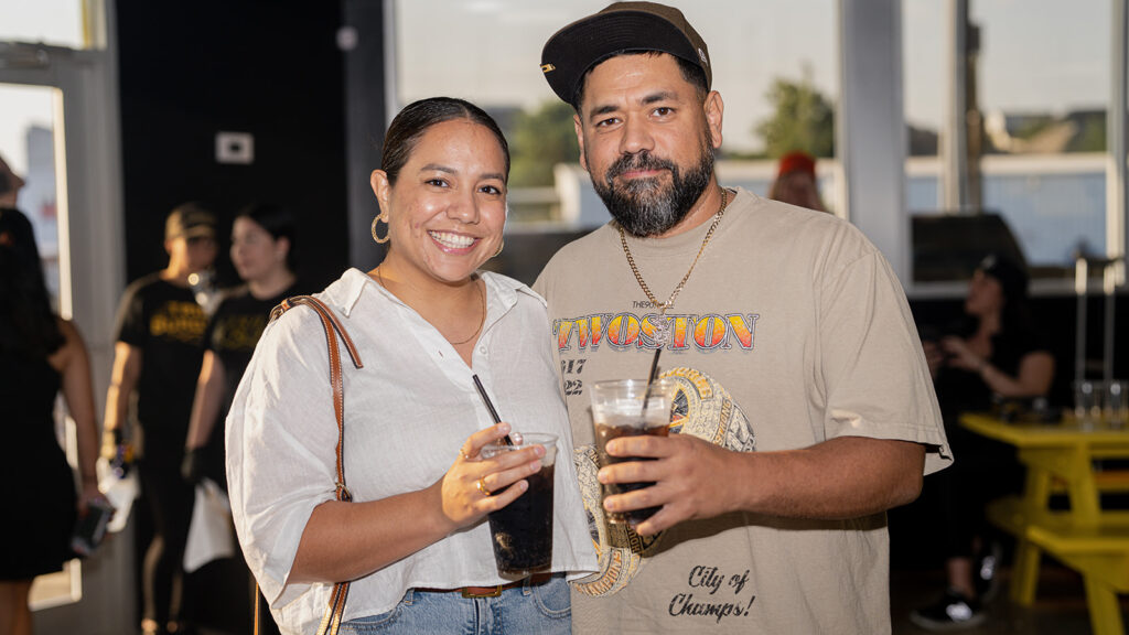 Street artist Donkeeboy and friend at the preview of Bun B's Trill Burgers brick and mortar hot spot. (Photo by Mark Champion)