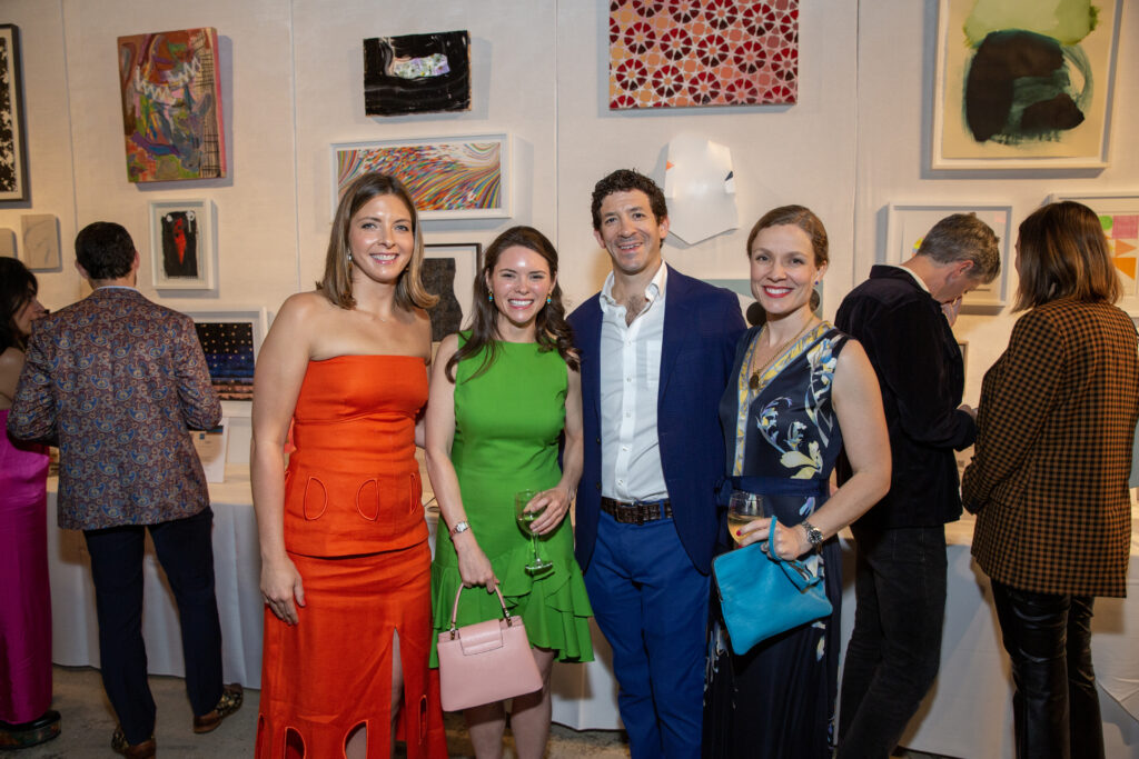 Georgia Fox, Chair Sara Cain, Andrew Ziccardi, Lizzie Ziccardi at the 2023 Glasstire Party & Auction (Photo by Jenny Antill Clifton)
