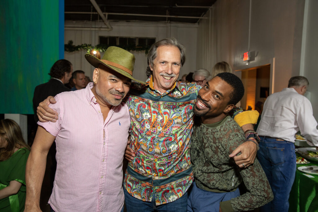 Henry Membreno, Jack Massing, Anthony Bob at the 2023 Glasstire Party & Auction (Photo by Jenny Antill Clifton)