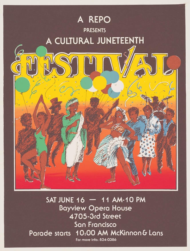A poster for a San Francisco Juneteenth celebration poster, circa 1988. (Courtesy Library of Congress)