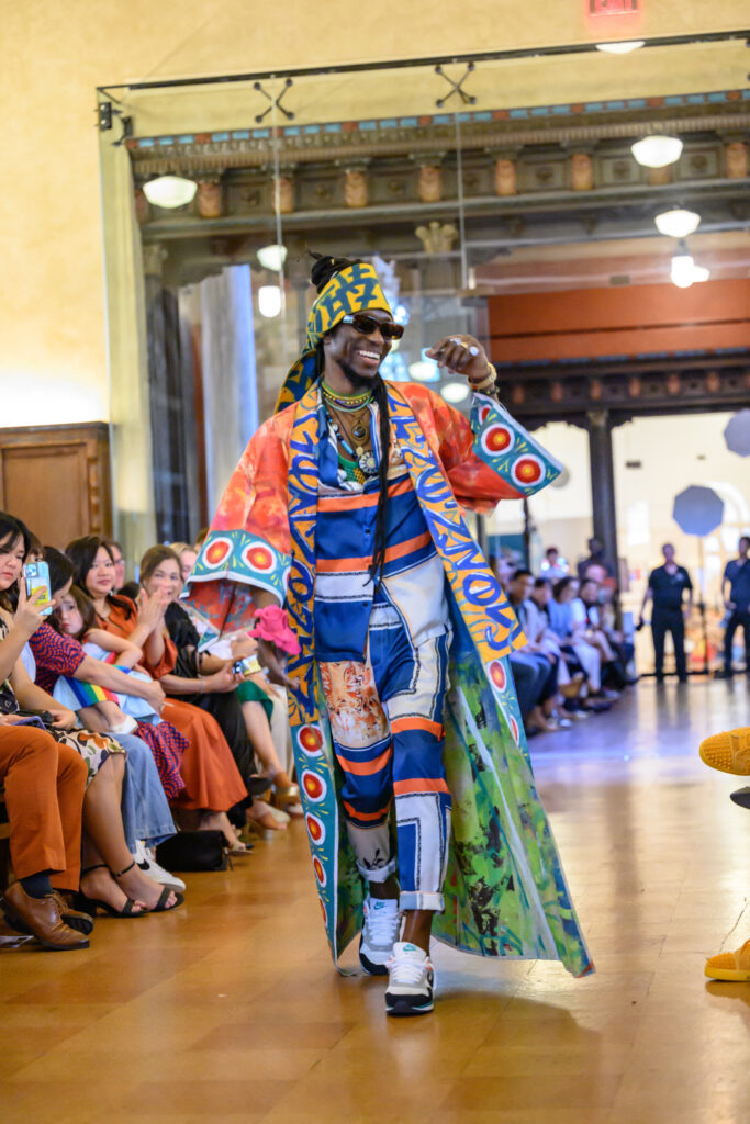 Kimono by GONZO247 modeled by Rohan Whyte at the Ascend AAPI Spring Fashion Show (Photo by Ken Jones)