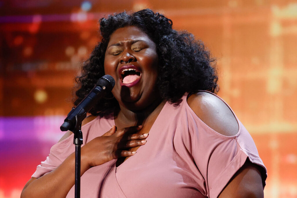 Lachuné performs during Season 18 Episode 5 of America’s Got Talent. (Photo by Trae Patton for NBC)