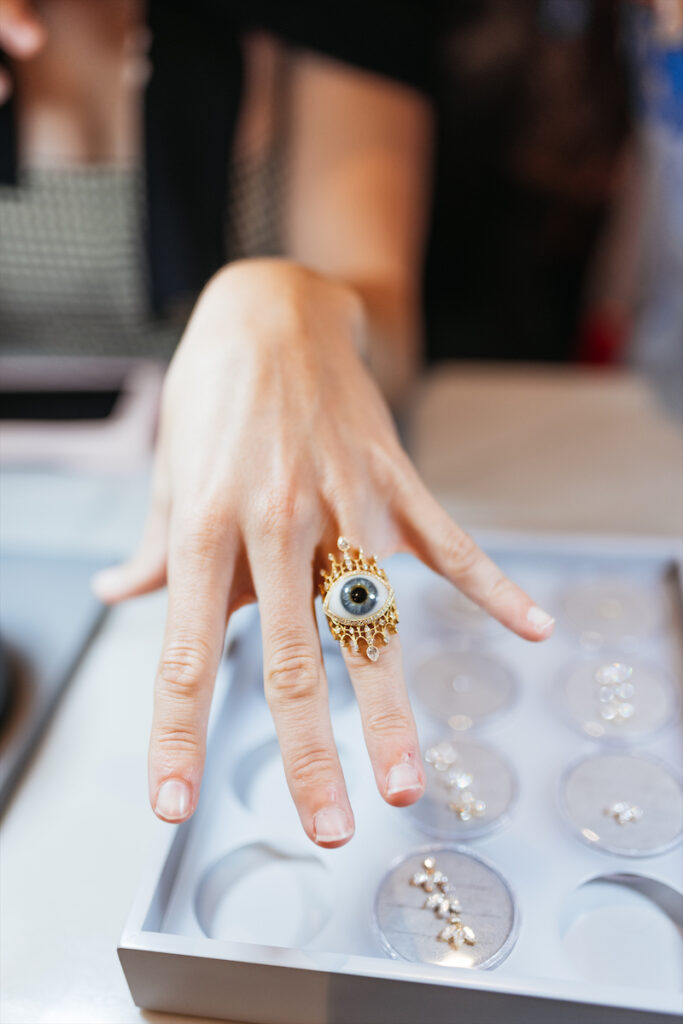 MARIA TASH diamond crown eye ring