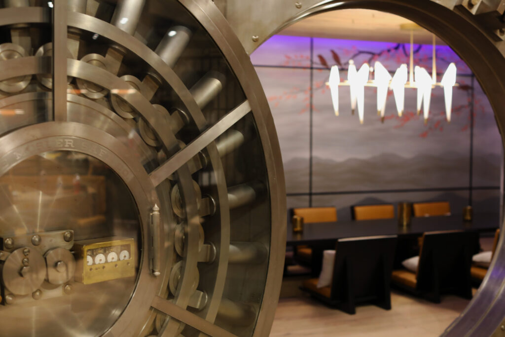 Step inside the bank vault tatami room at Musume Fort Worth. (Photo by Maria Diss)