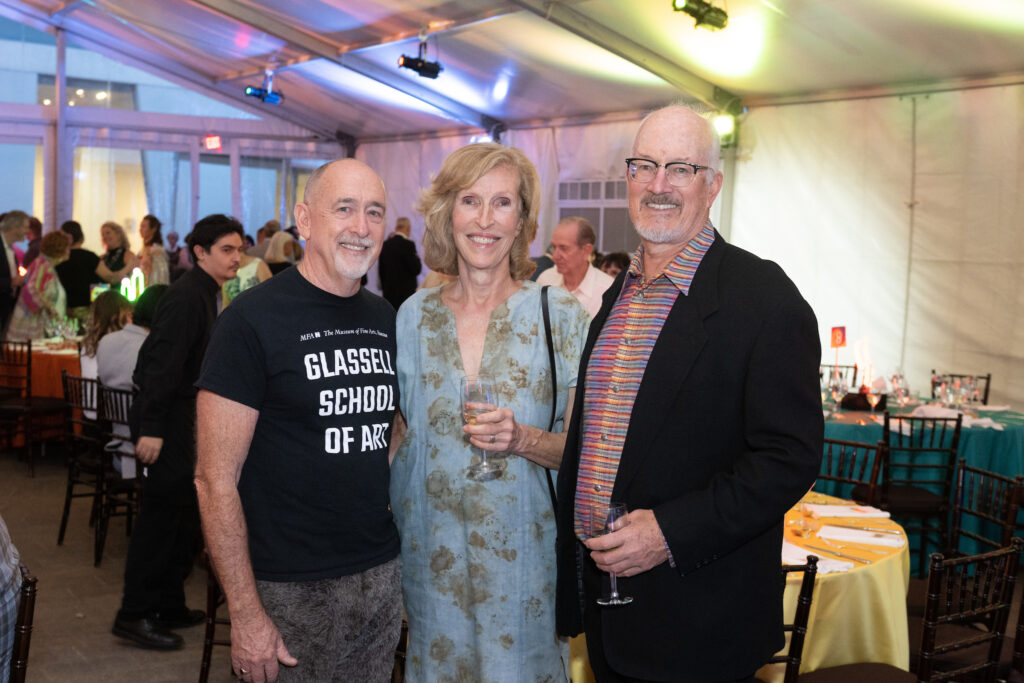 Patrick Palmer, Nora & Bob Ackerley at the Glassell School of Art 'weird' gala  (Photo by Wilson Parish)