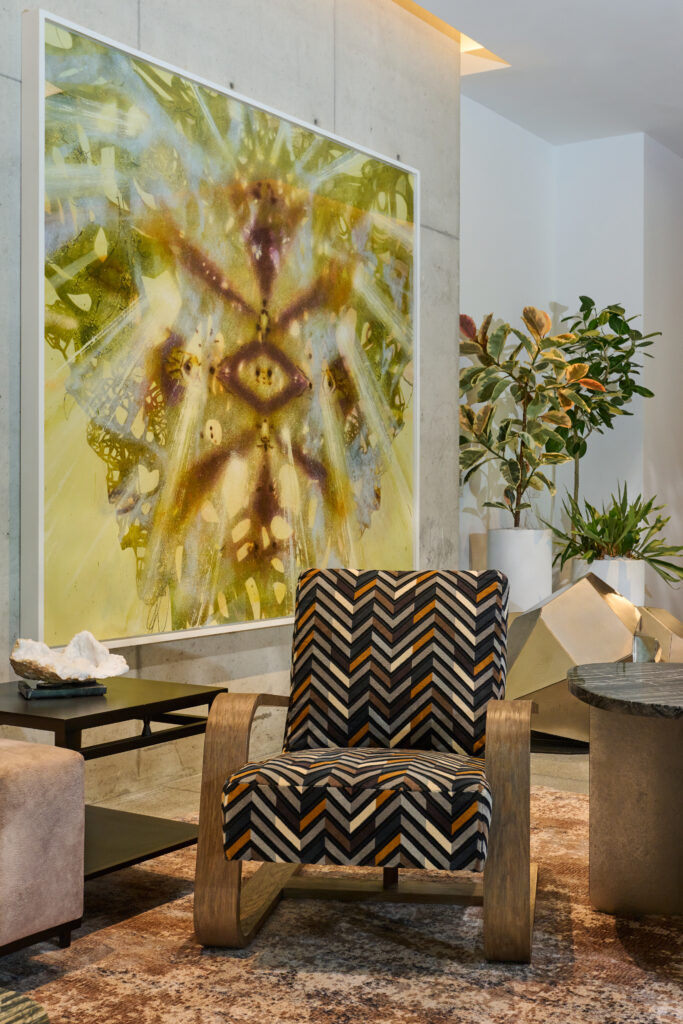 Artwork in The Loren at Lady Bird Lake  reflects the symbiosis of color, natural light, and architecture with the hotel's exterior setting. (Photo by Casey Woods)