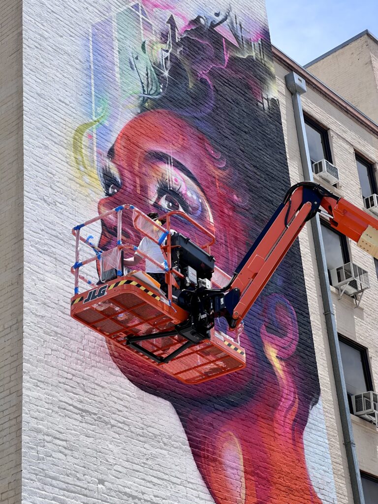 "Elevation" by Mr. Cenz in progress  (Photo by Street Art for Mankind)