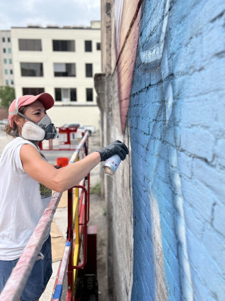 "Digital Citizens" by Vinie Graffiti in progress (Photo by Street Art for Mankind)