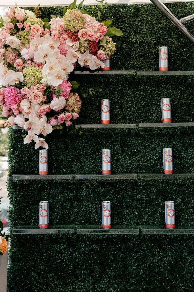 Saint Spritz wall of cans (Photo by Vanessa Christina)
