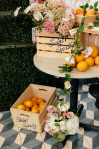 Saint spritz oranges and floral arrangements (Photo by Vanessa Christina)