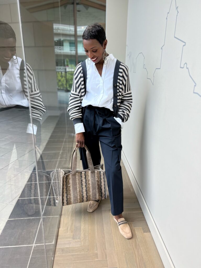 Sail away in this nautical Brunello Cucinelli outfit.