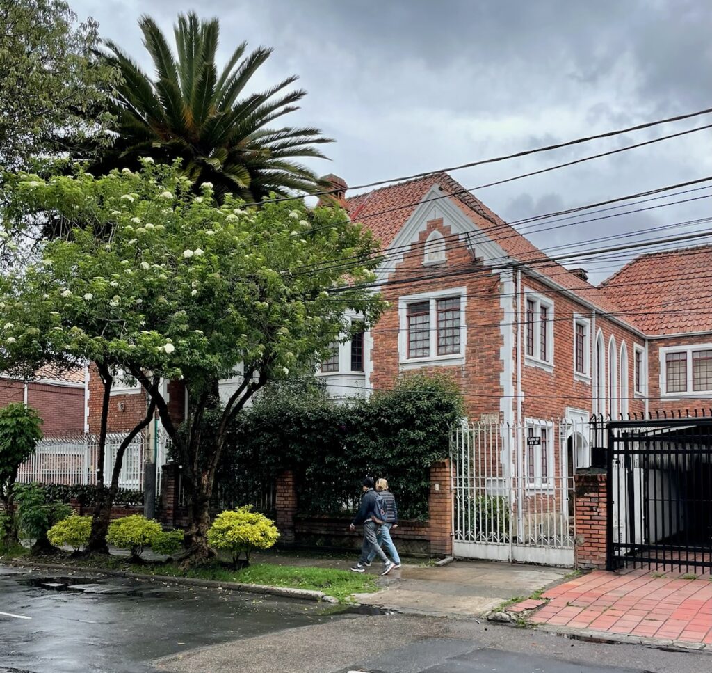 Street view of Quinta Camacho, an upscale, Tudor-style neighborhood in Bogotá. (Photo by Cole Von Feldt)