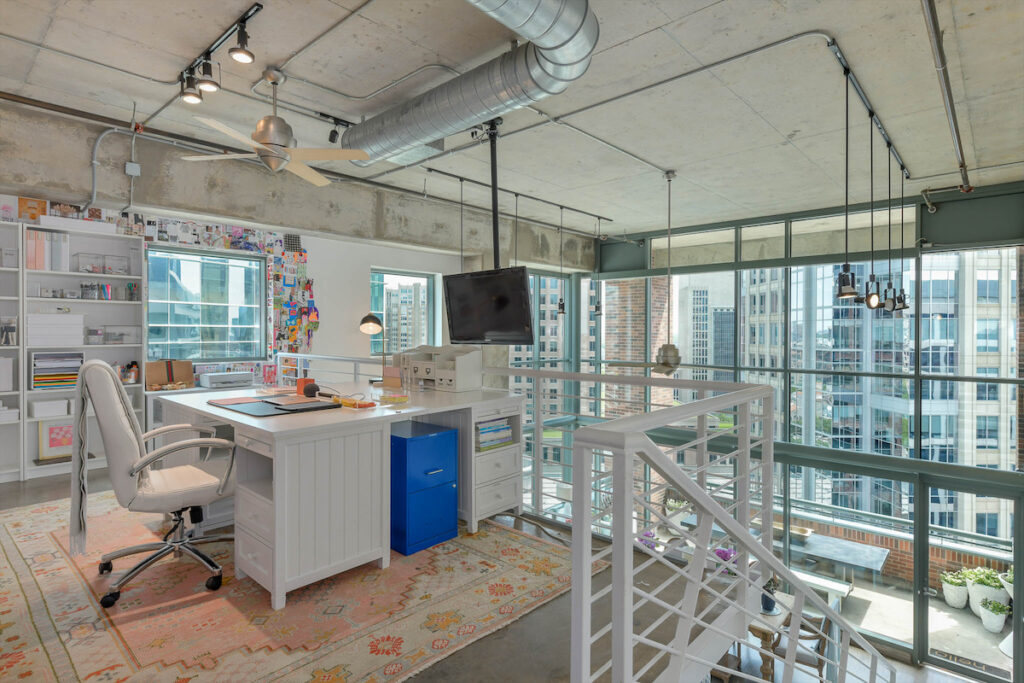 A lofty office area. 