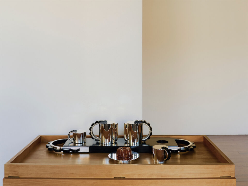 Eight-piece dinner service by Donald Judd for Puiforcat. (Photo by Eric Poitevin)