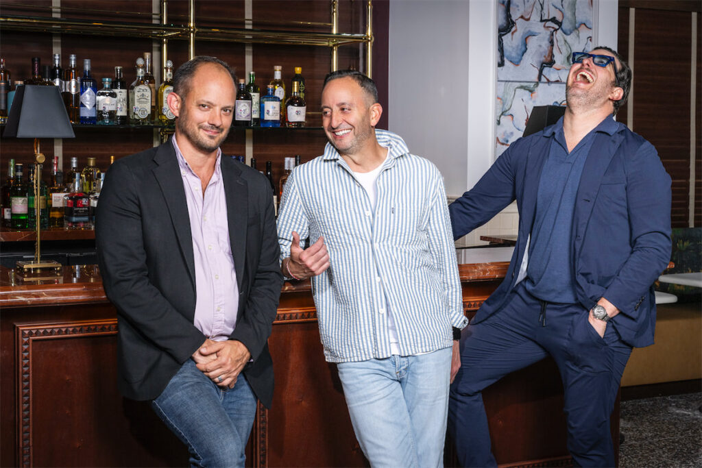 Duro Hospitality co-founders J Chastain, Benji Homsey, and Chas Martin are behind Mister Charles in the former Highland Park Soda Fountain space. (Photo by Evan Sung)