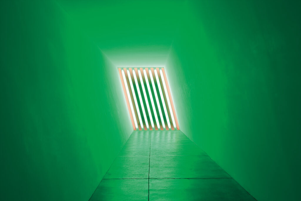 Dan Flavin’s "Untitled (Marfa project)," 1996, at The Chinati Foundation, Marfa, Texas (photo by Douglas Tuck, courtesy of the Chinati Foundation) 