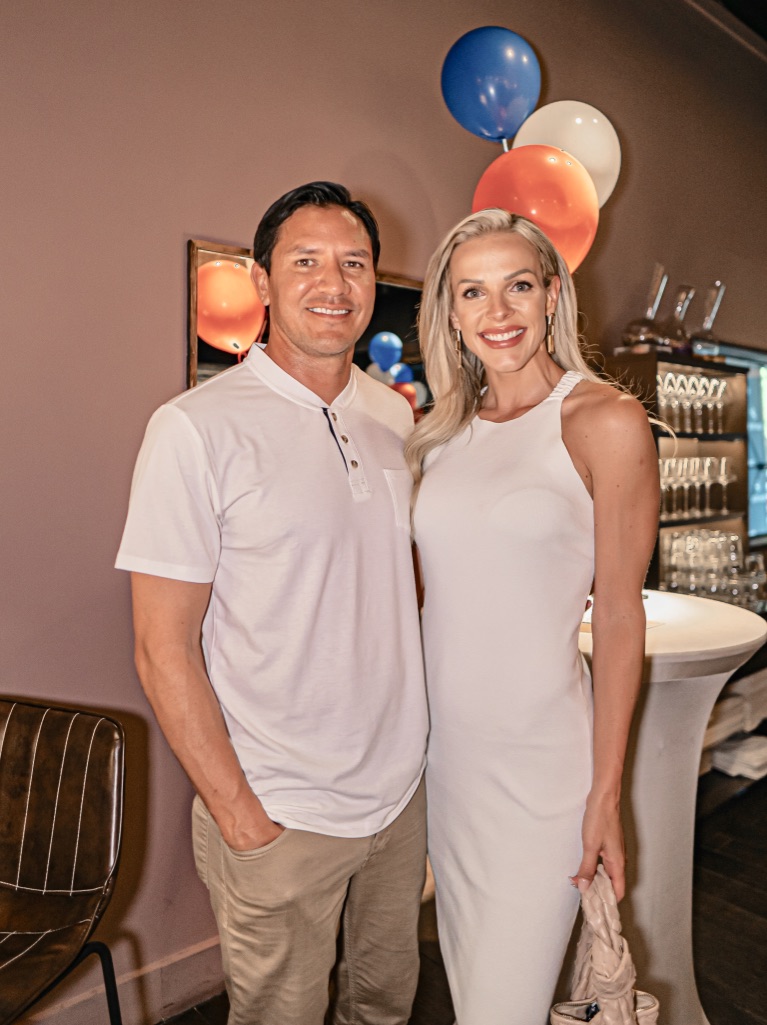 Brian Ching, Lindsay Yates at the PS-21 Bastille Day soirée benefiting March of Dimes. (Photo by Harold Cua) 