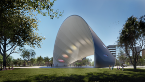 Rendering of “Arco del Tiempo,” courtesy of artist Riccardo Mariano and the Land Art Generator Initiative