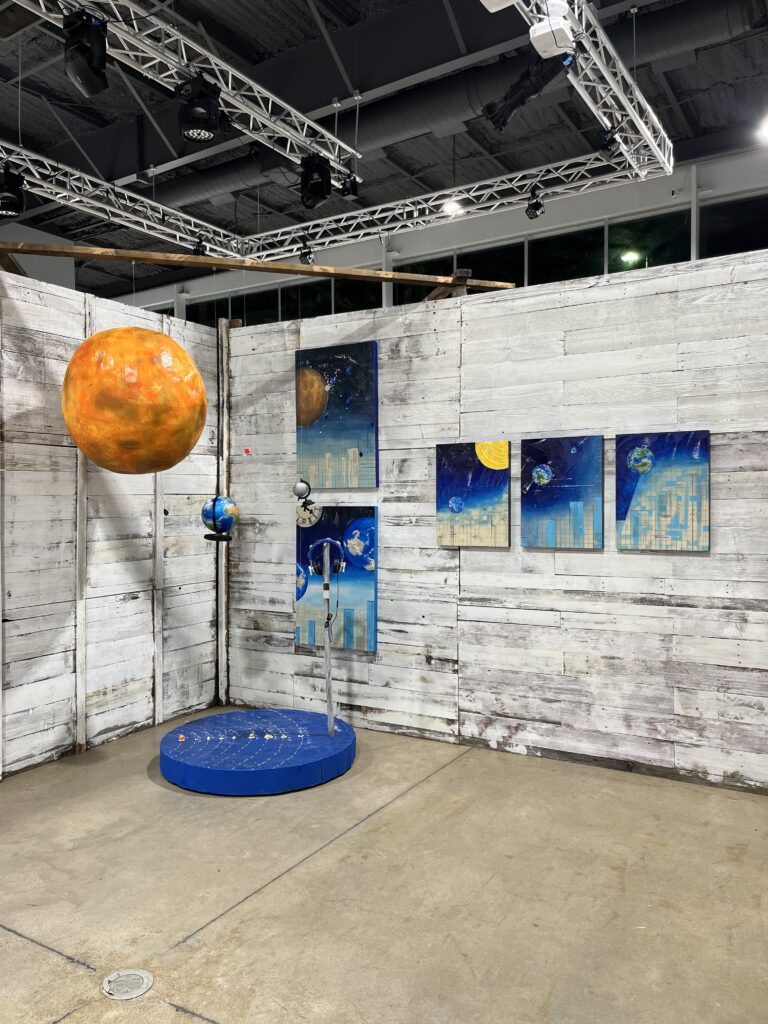 Brittany Ellis's "Space to Earth," 2023, honors her native Space City and features interactive paintings and sculptures as part of "Multi-Zen-Sery" at The Alta Arts (Photo by Brittany Ellis)