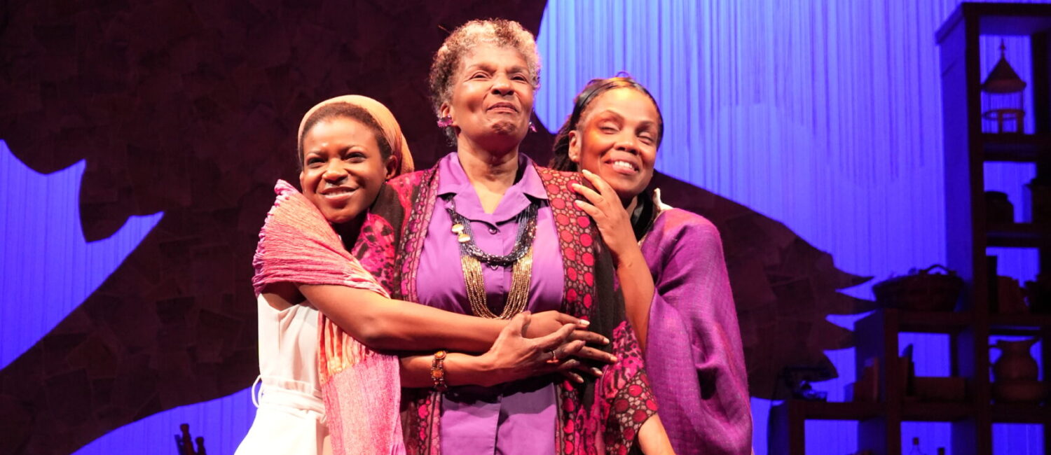 Manniah Harris, Elizabeth Flax, LaKeisha Randle play the three Mayas in Ensemble Theatre's production of "Phenomenal Woman: Maya Angelou" (Photo by Aesthetic Alkemy)