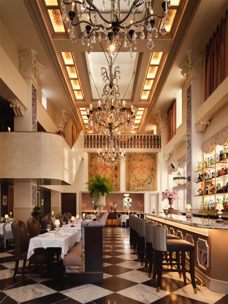 Designed by Corbin and Ross See of Sees Design, the restaurant features two opposing designs — the "old" soda fountain (light and airy) versus the new addition to the building (dark and moody). (Photo by Douglas Friedman)