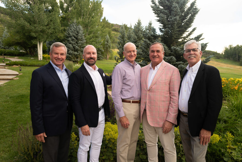 Edd Hendee, Tony Bradfield, Dr. David Callender, Steve Trauber, Tom Flanagan at the Memorial Hermann Foundation friend-raising events in Aspen. (Photo by Daniel Ortiz)