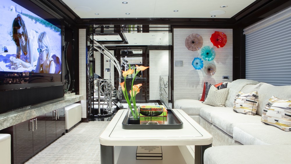 The sky lounge on Tilman Fertitta's superhyacht 'Boardwalk' (Photo courtesy of Fertitta Entertainment)