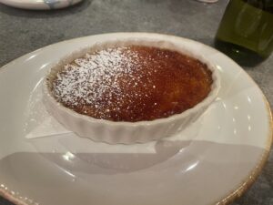 Creme brulee is a delicious alternative to a souffle at Rise.