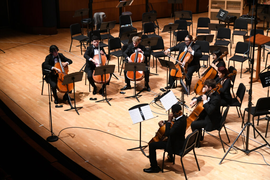 The Renegade Cello Octet performing at the final concert at the Texas Music Festival (Photo by Jeff Grass)