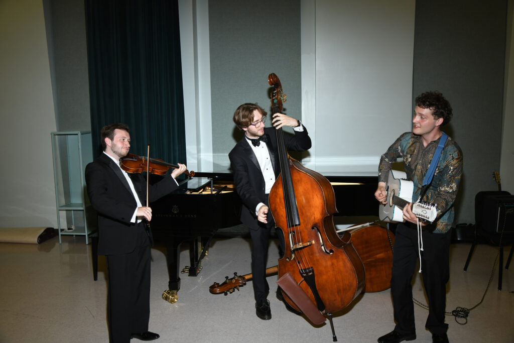 Impromptu jam session with violinist Gene Waldron, bassists Reid Ronsonette and Brennan Taggert at the Texas Music Festival (Photo by Jeff Grass)