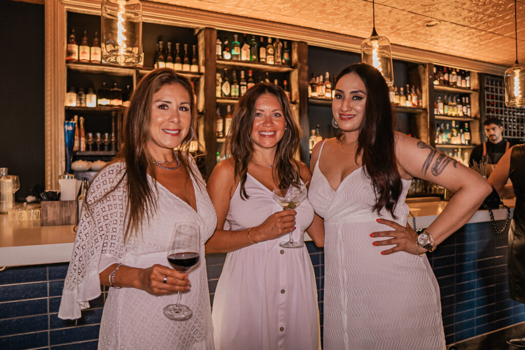 Leticia Vasquez. Elisa Saldivia, Srinithya Iyengar at the PS-21 Bastille Day soirée benefiting March of Dimes. (Photo by Harold Cua)