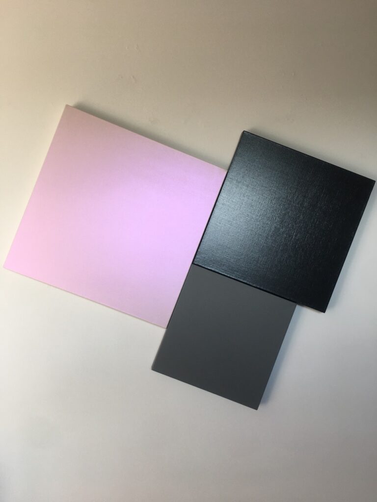 Myke Venable's "MV81-Spyder," 2014. Like the work of painter David Simpson, this set of clustered paintings features iridescent interference pigments. (Courtesy Gallery Sonja Roesch)