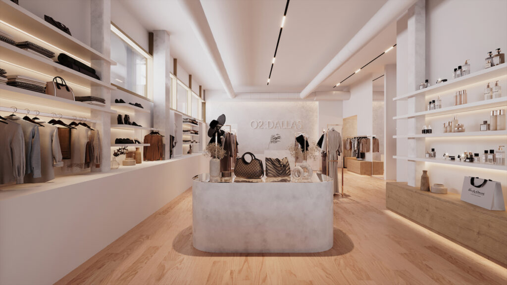 A rendering of the O2 Dallas retail section in The Terminal.