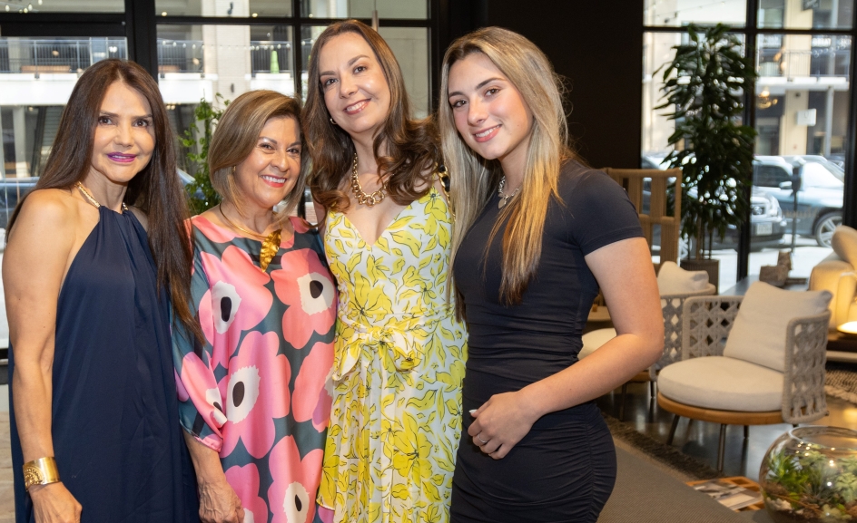 Laura Victoria Isaza, Alejandra Medina, Veronica Foley, Amelia Foley at the Institute of Hispanic Culture of Houston preview party held at CAM Studio. (Photo by Pablo Delgado of Metanoia Films)